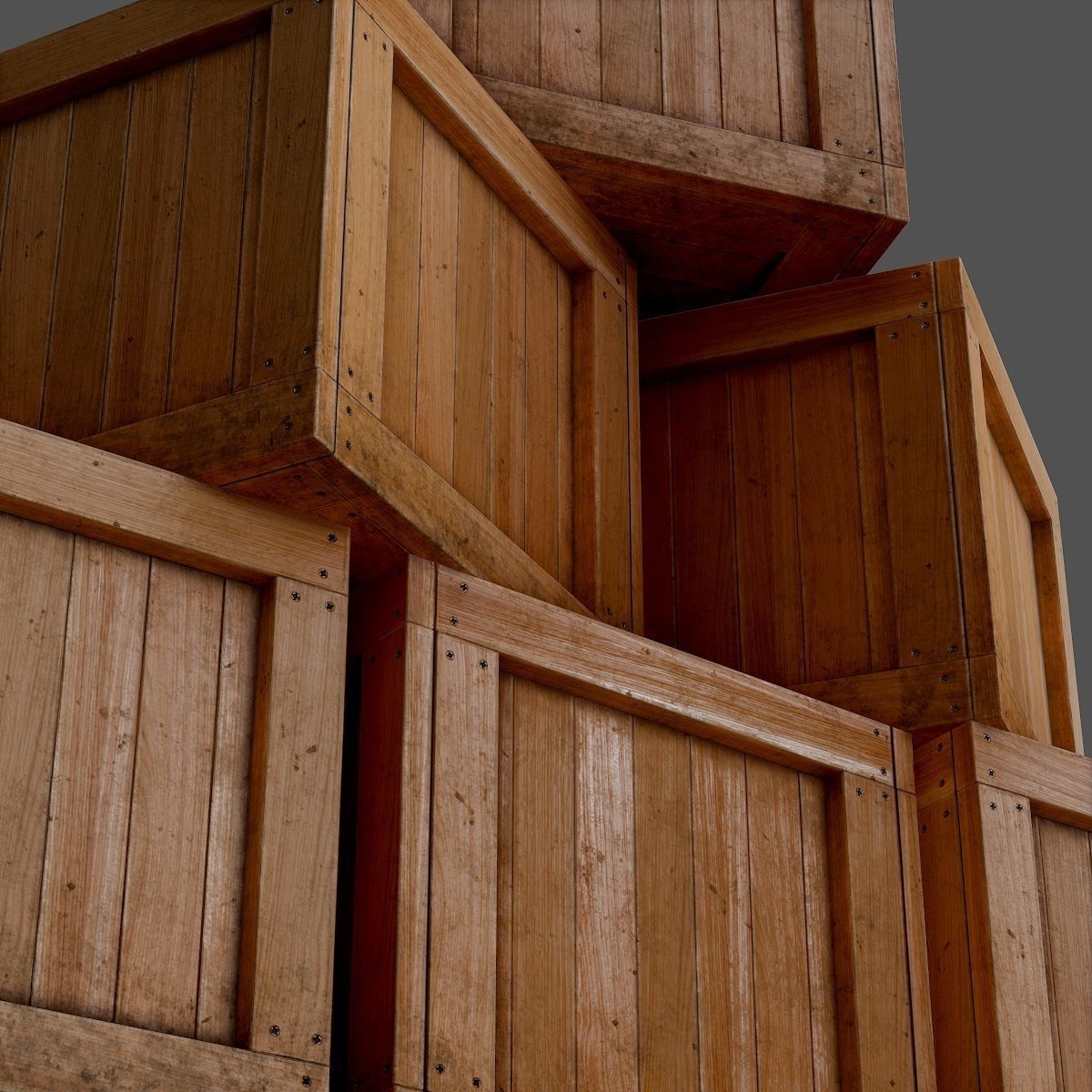 wooden box PBR Game-Ready Low-poly 3D model_7