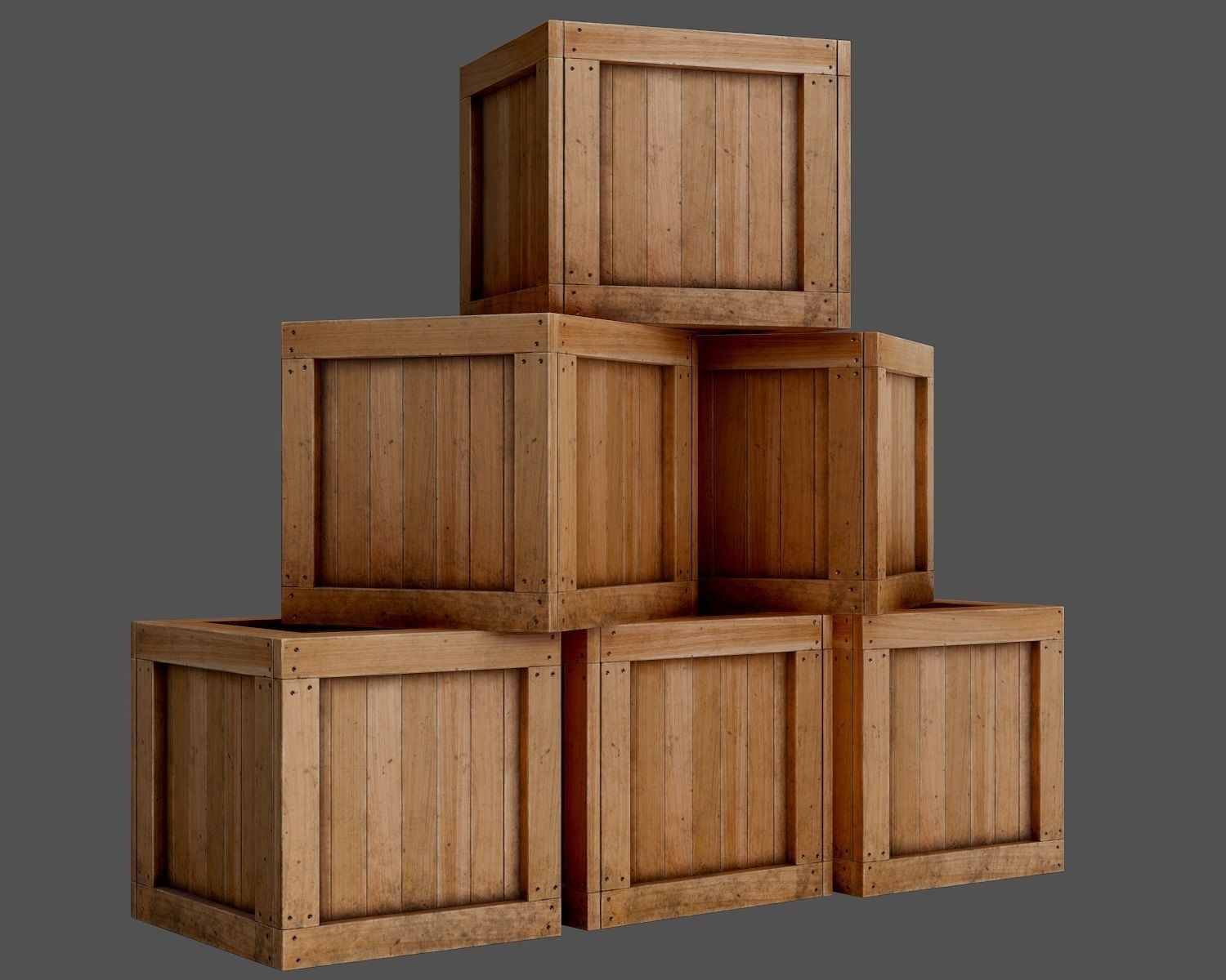 wooden box PBR Game-Ready Low-poly 3D model_4