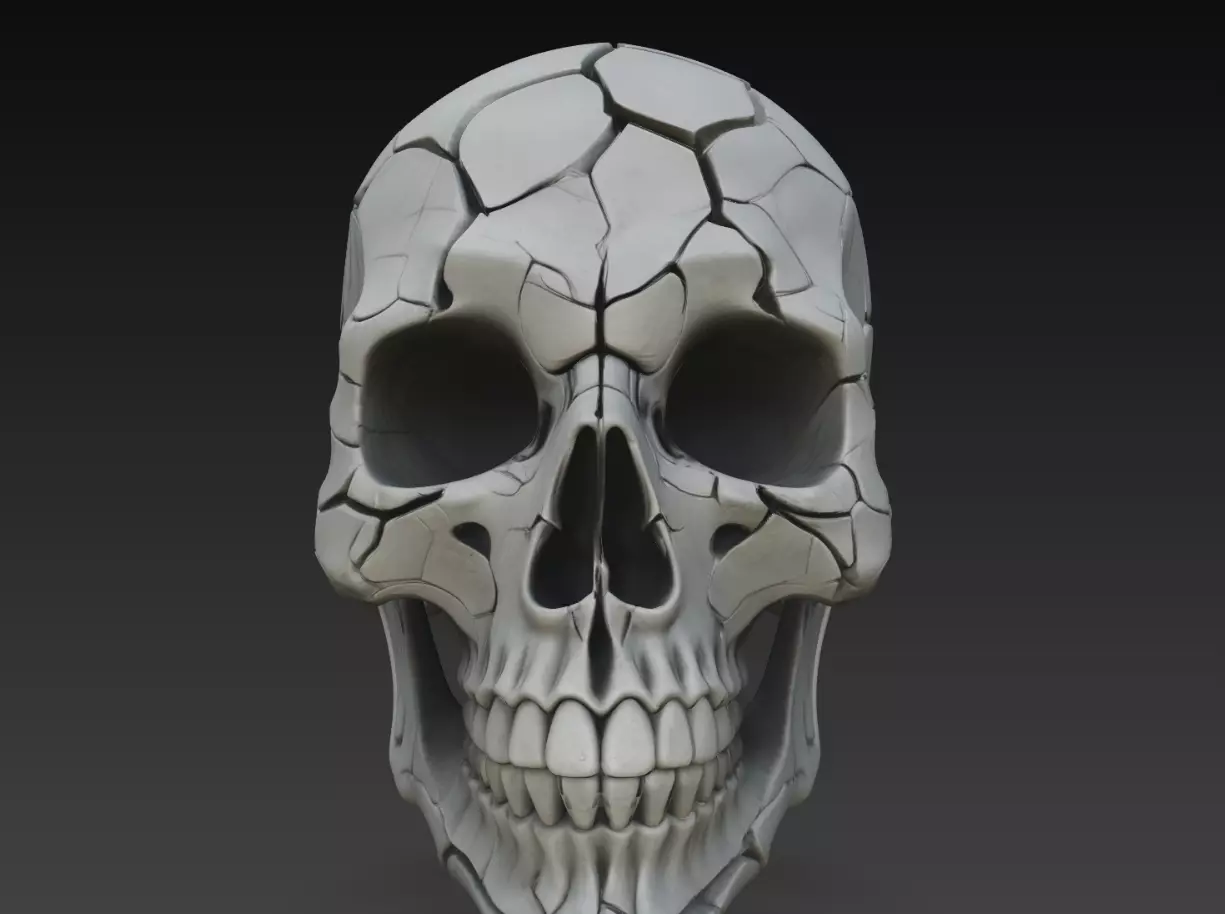 Fractured Human Skull STL Dark Gothic Sculpture Model 3D print model