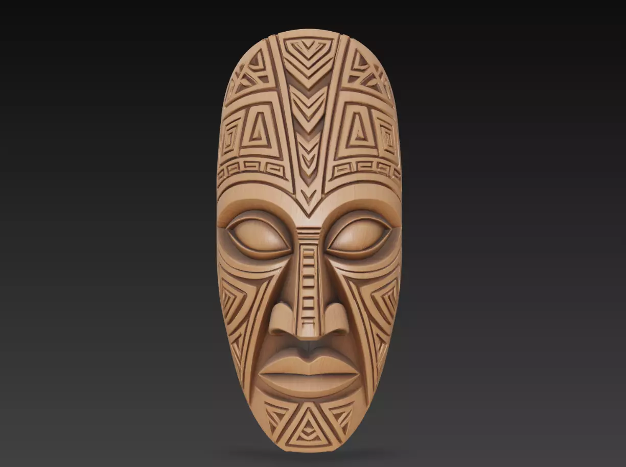 Primitive Tribal Mask STL Wooden Wall Decor Model 3D print model