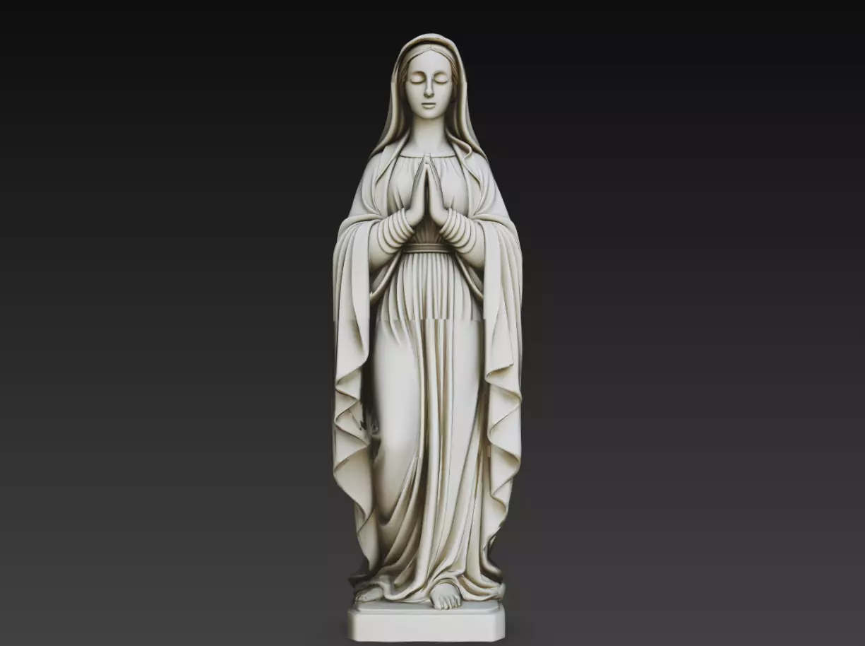 Virgin Mary Sacred Prayer STL Catholic Statue 3D print model