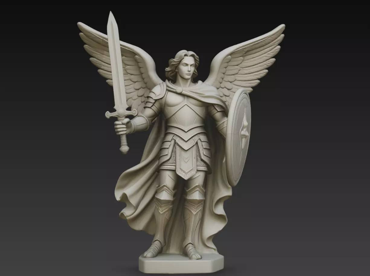 Saint Michael Sword and Shield STL Christian Statue 3D print model