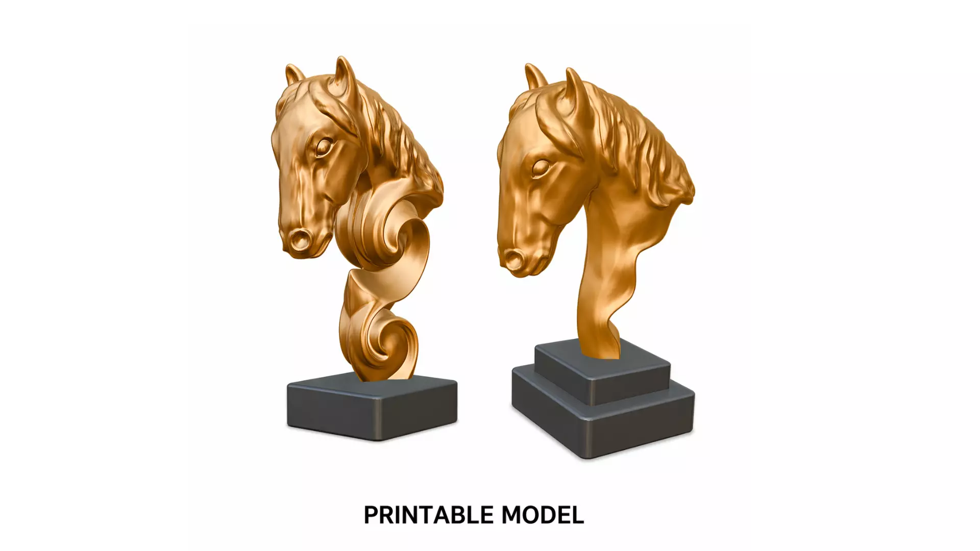 Premium Dual Horse Head Sculpture STL 3D print model