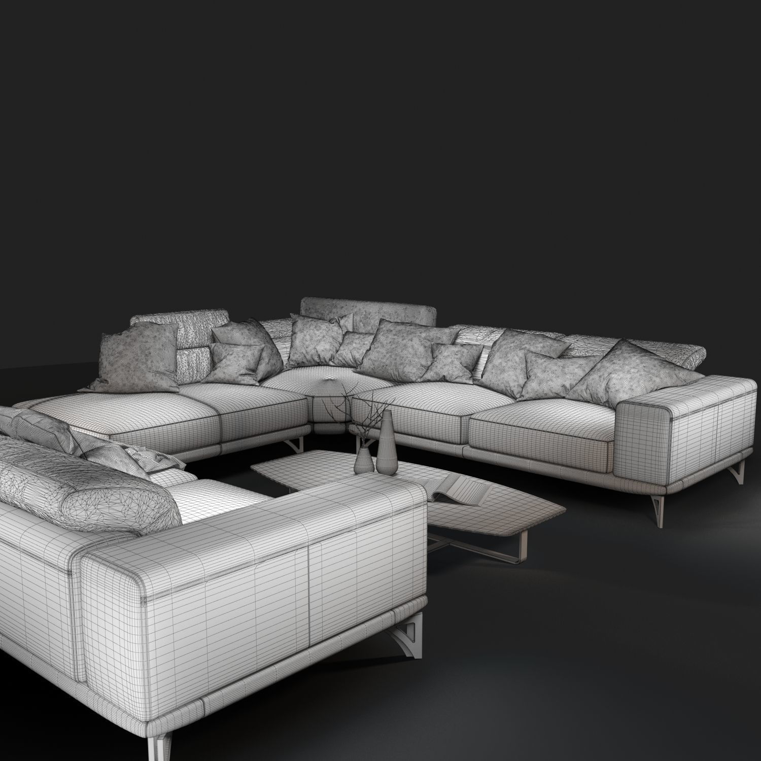 Sofa NATUZZI Italo 2983 grey 3D model_5