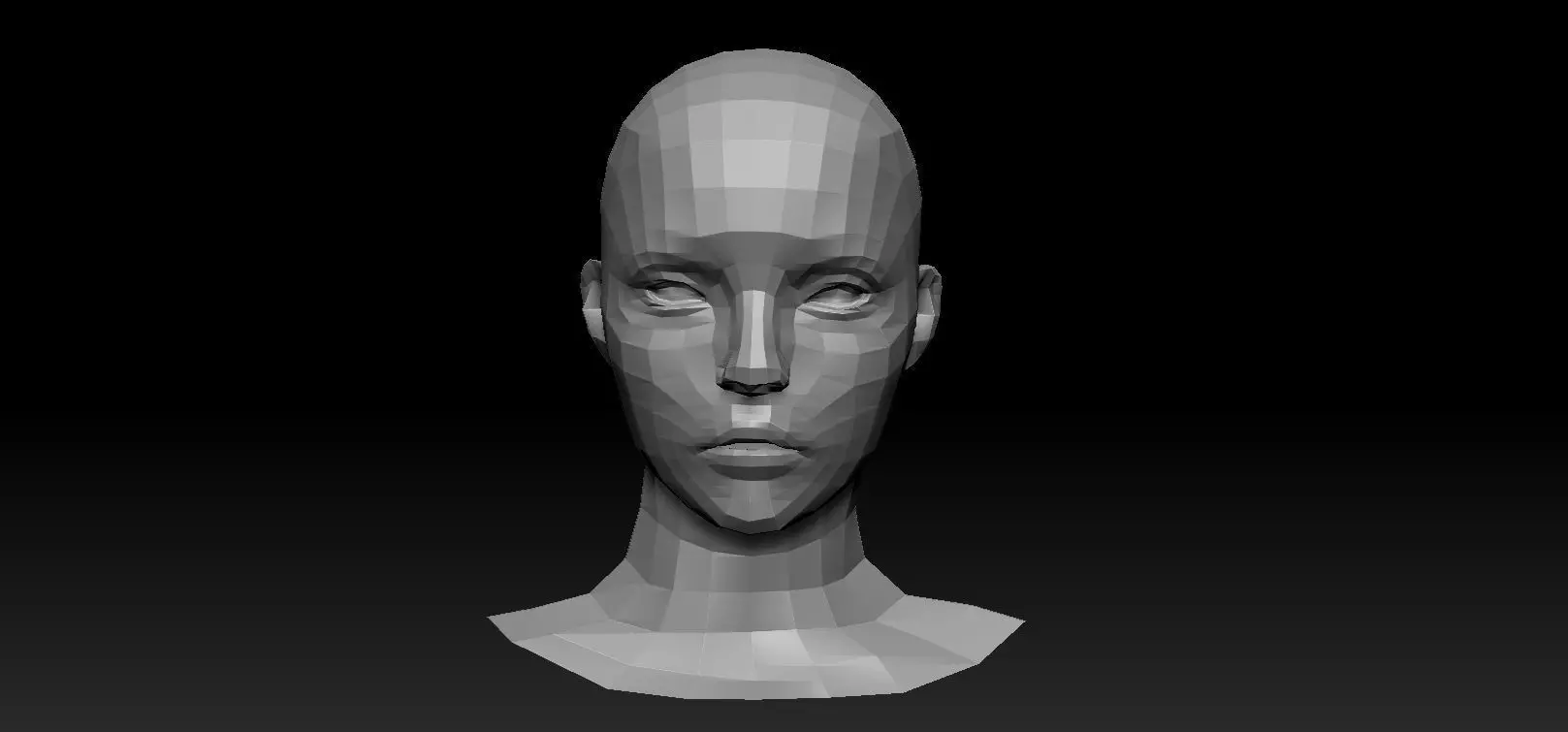 Female base mesh  Low-poly 3D model_0