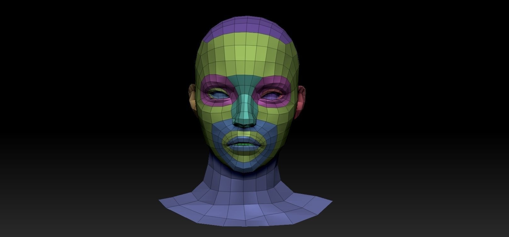 Female base mesh  Low-poly 3D model_1