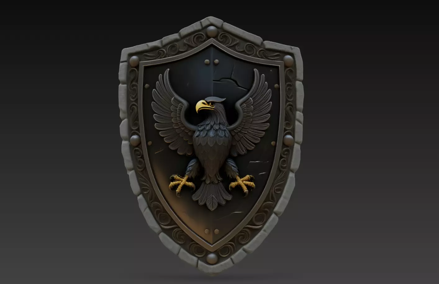 Eagle Crest Shield Heraldic Wall Relief Medieval Emblem STL 3D print model