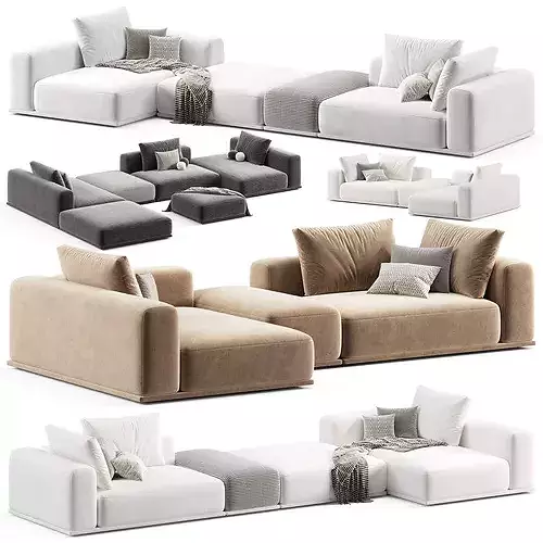 Trento Modular sofa by Como 3D model 5