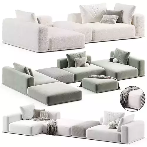 Trento Modular sofa by Como 3D model 3
