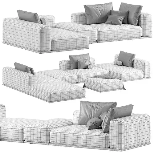 Trento Modular sofa by Como 3D model 7