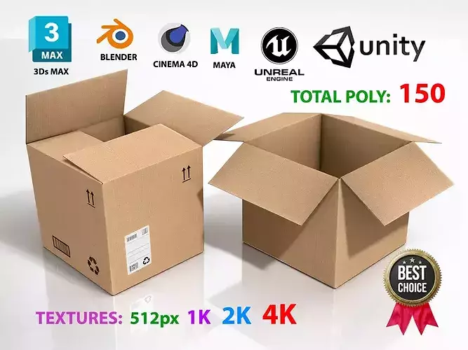 Cardboard Box Empty and Filled Rigged Animated PBR textures