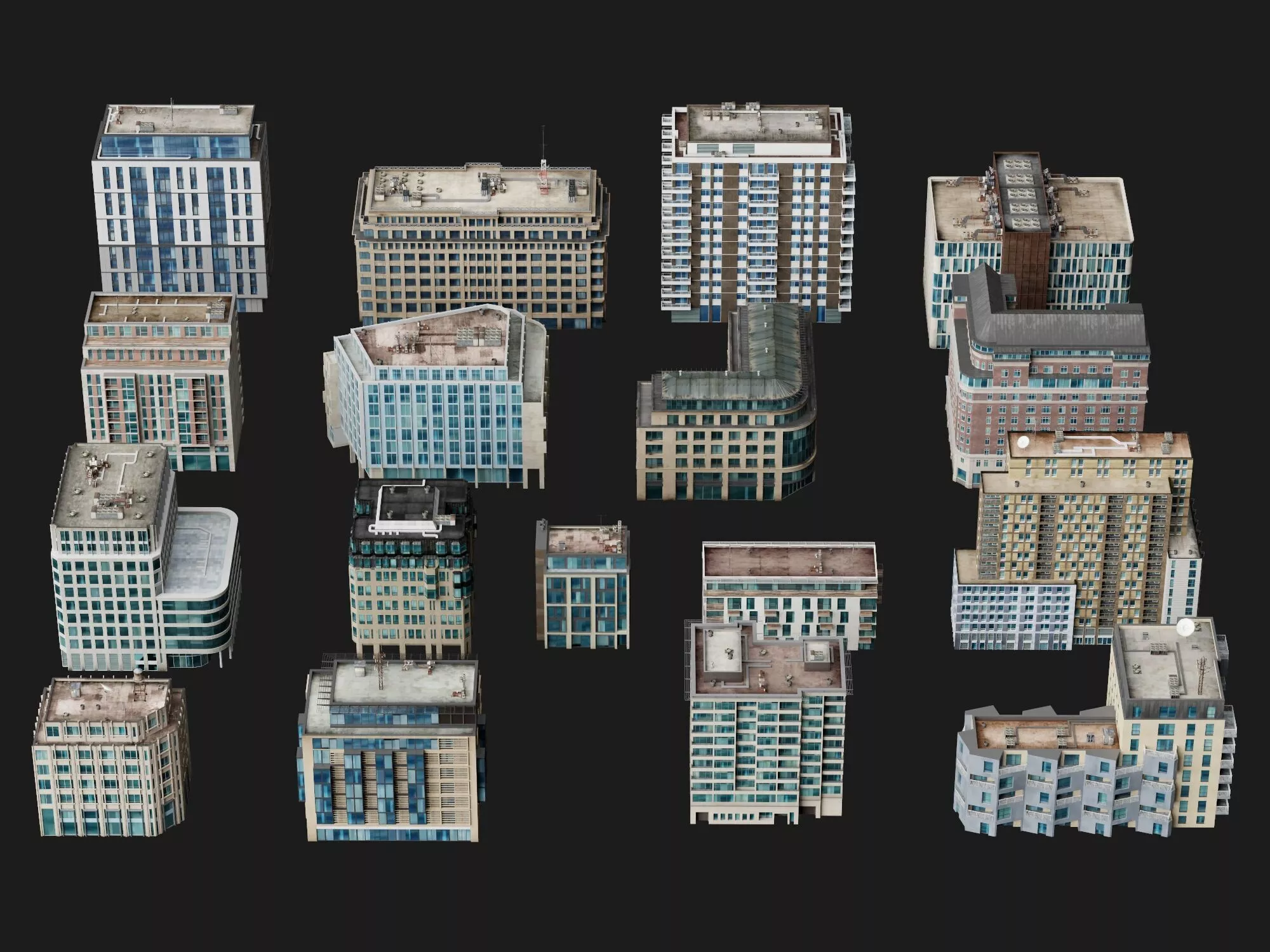 Modern City Buildings Pack Low-poly 3D model