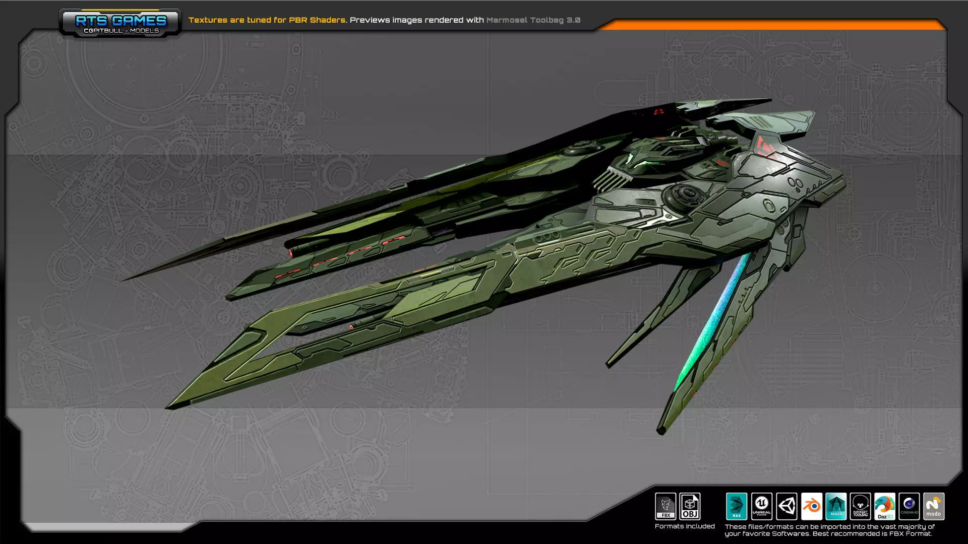 SF Alien Fighter A3 Low-poly 3D model_0