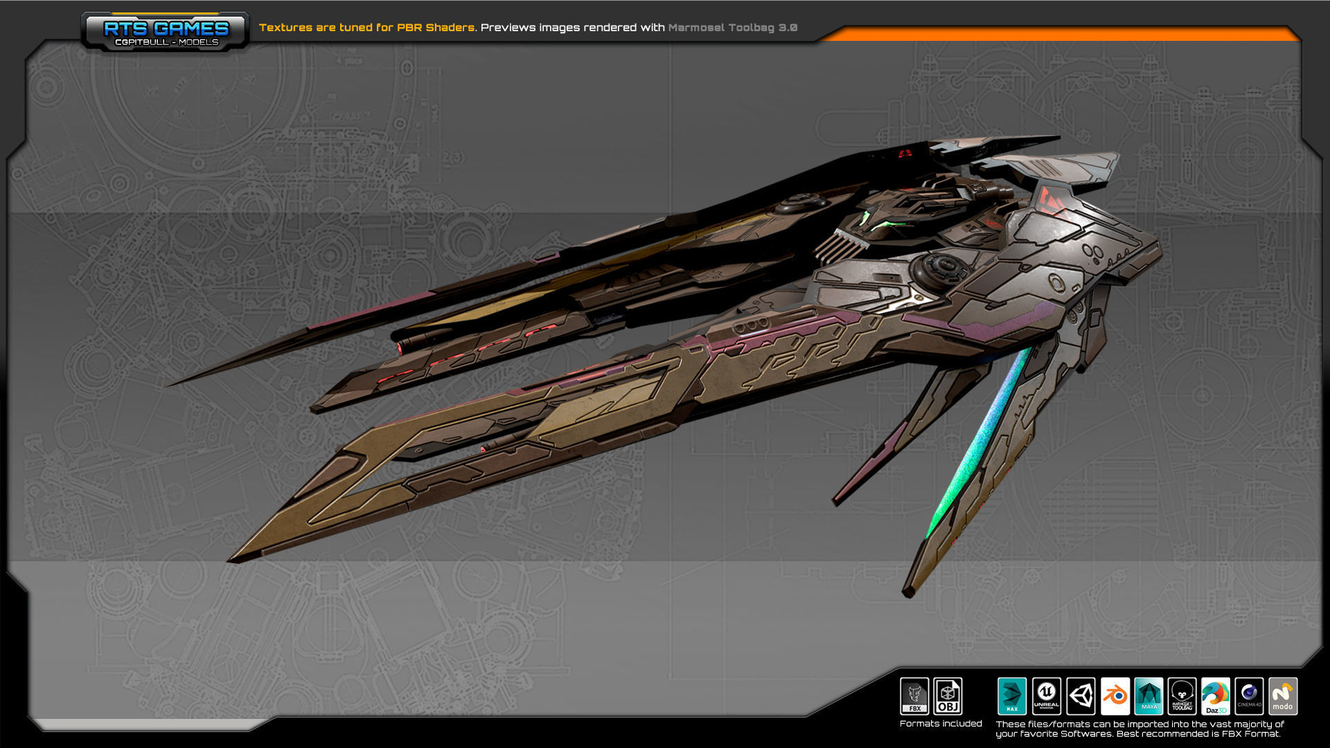 SF Alien Fighter A3 Low-poly 3D model_3