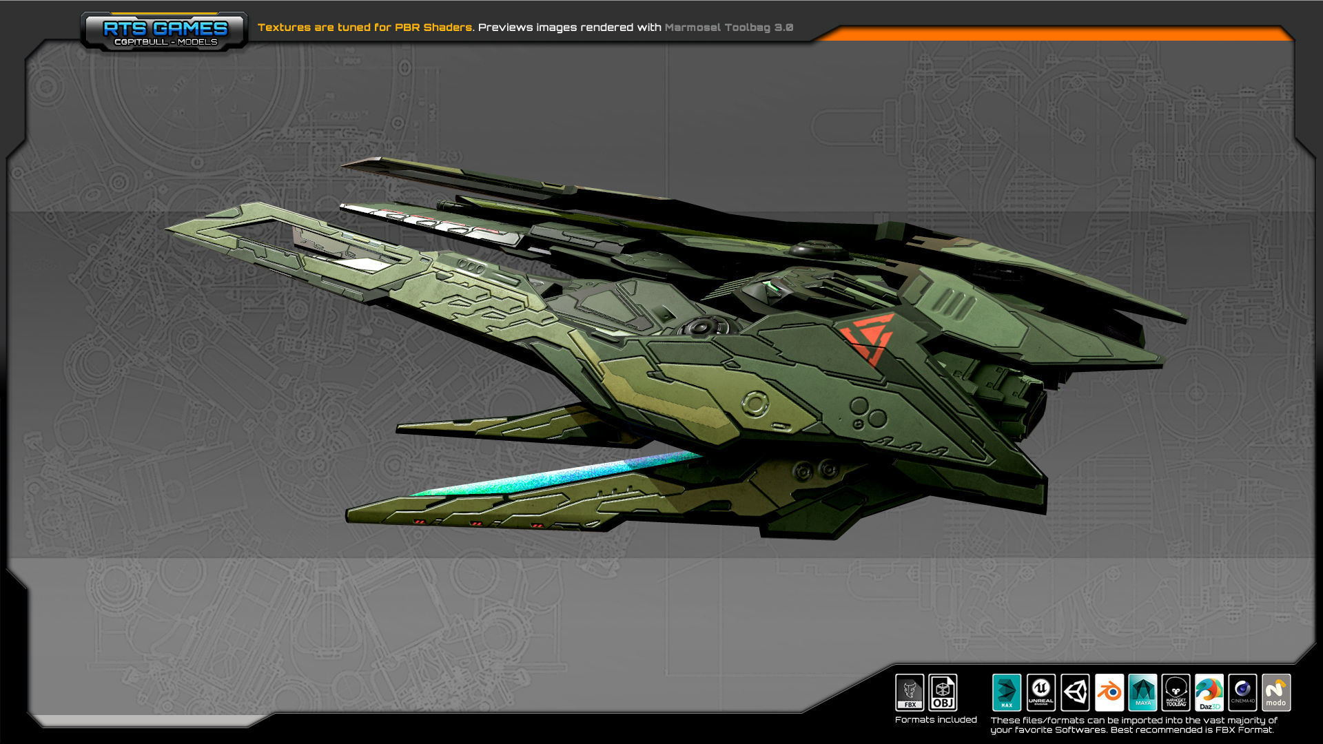 SF Alien Fighter A3 Low-poly 3D model_6