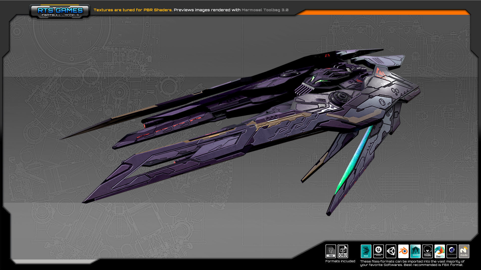 SF Alien Fighter A3 Low-poly 3D model_4