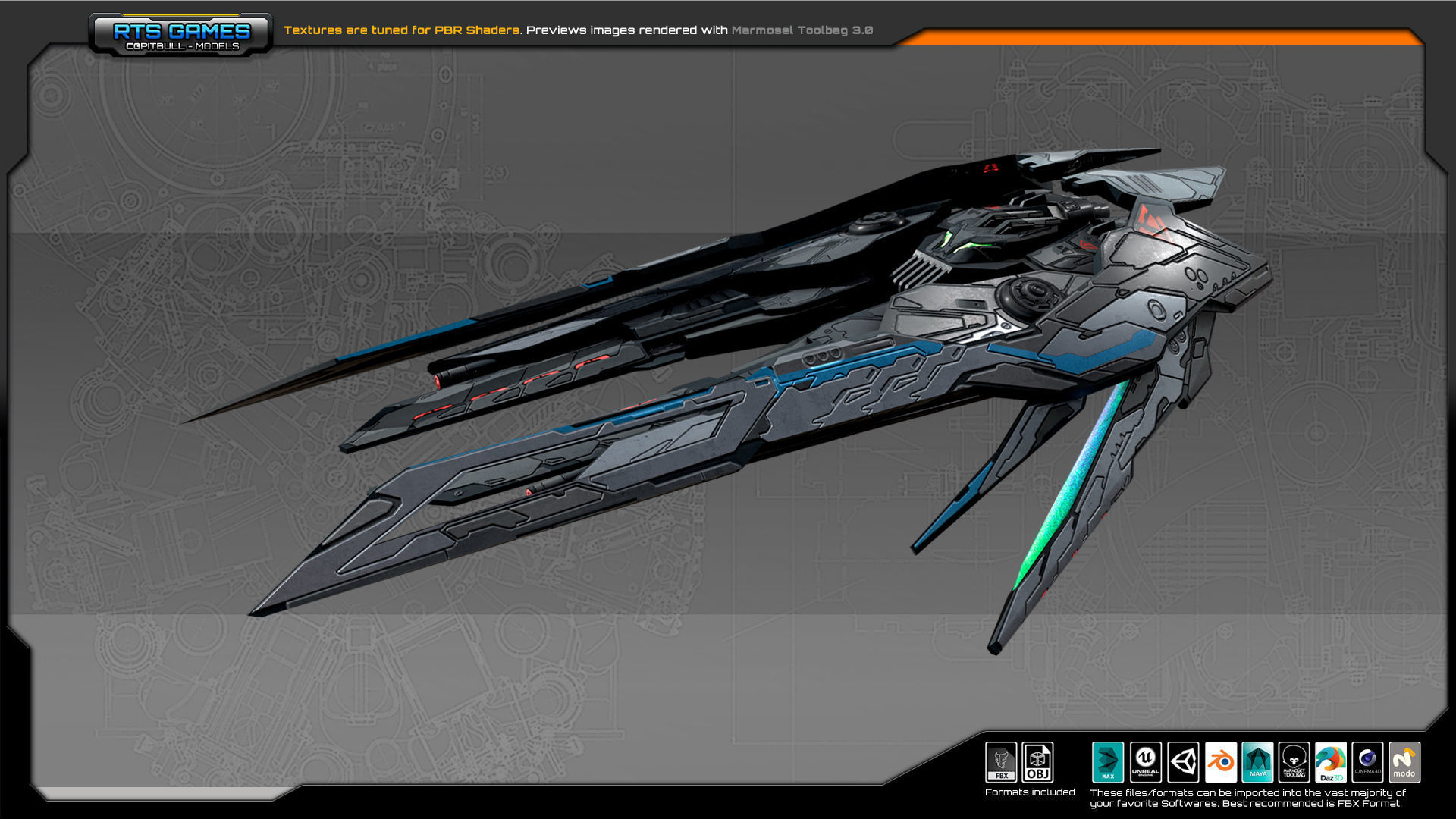 SF Alien Fighter A3 Low-poly 3D model_2