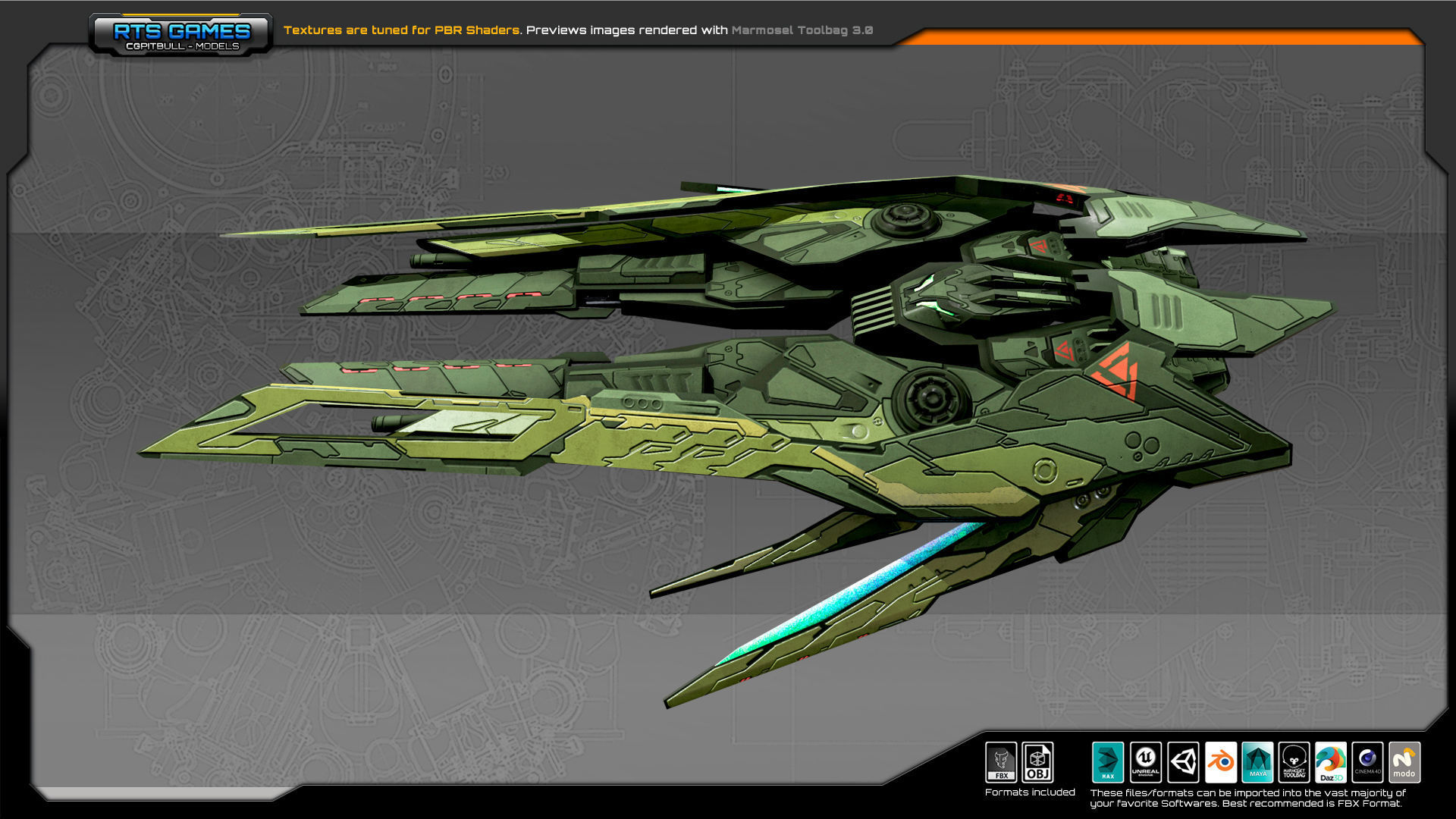SF Alien Fighter A3 Low-poly 3D model_5