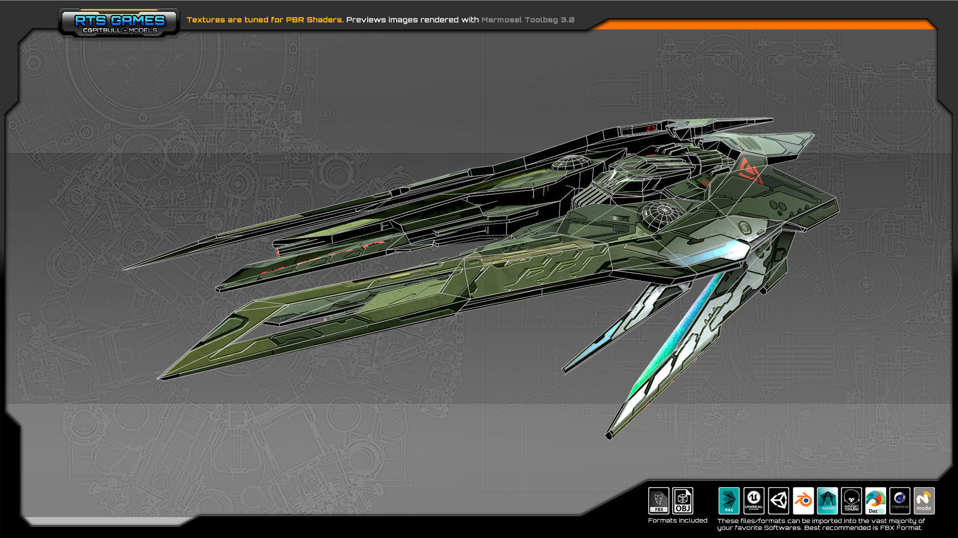 SF Alien Fighter A3 Low-poly 3D model_7