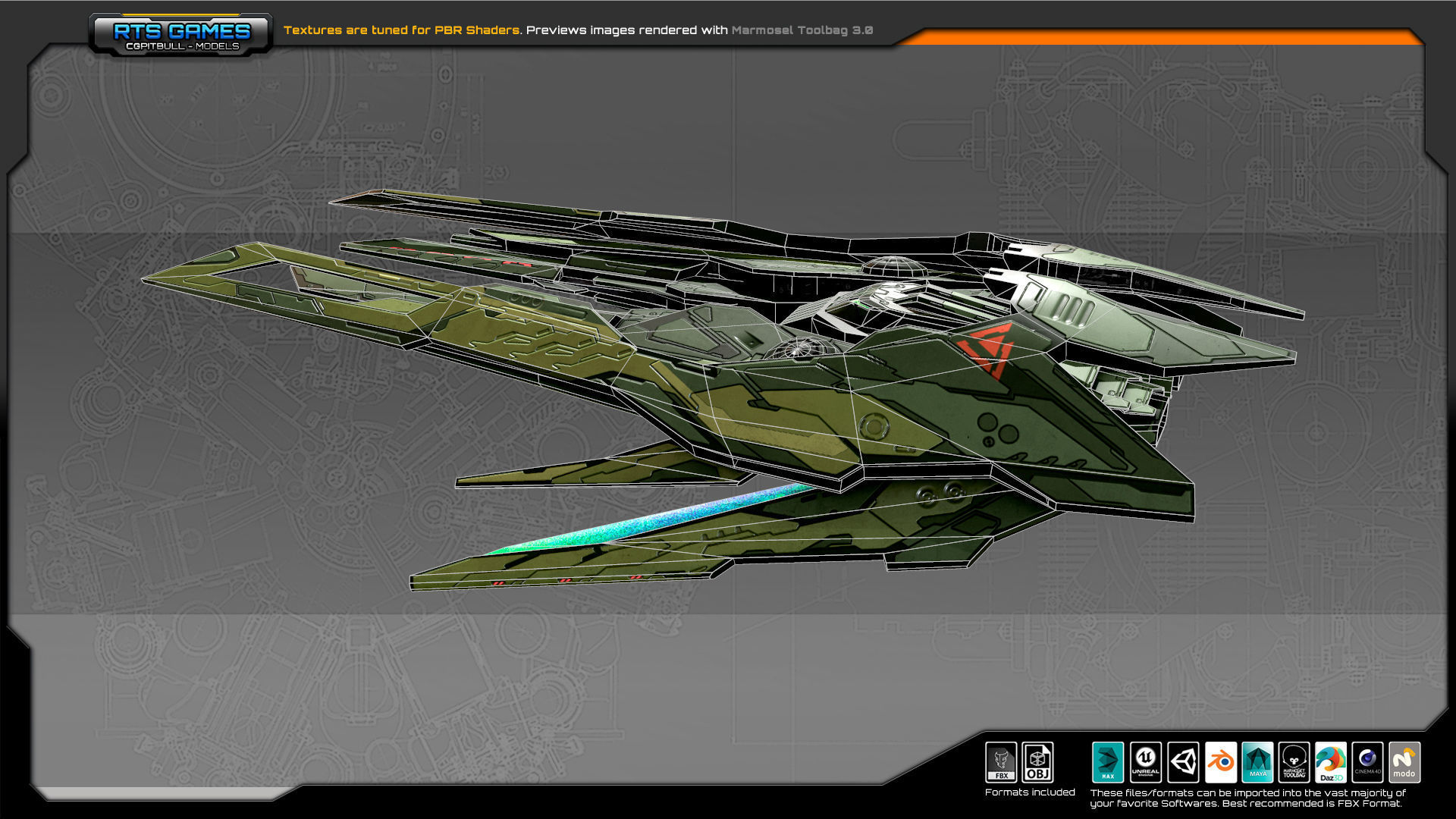 SF Alien Fighter A3 Low-poly 3D model_8