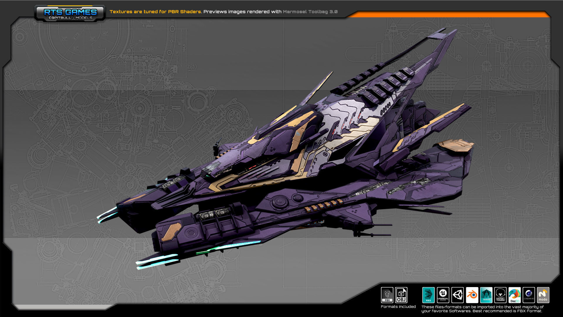 SF Alien ComanderShip A4 Low-poly 3D model_3