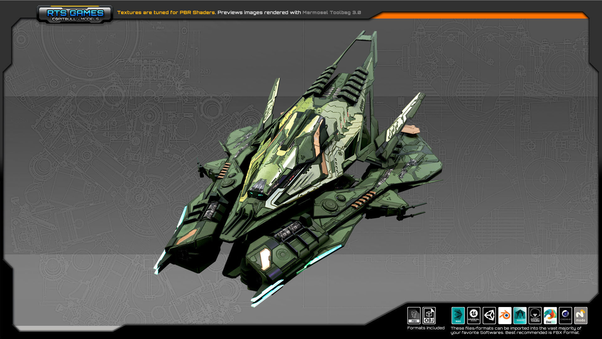 SF Alien ComanderShip A4 Low-poly 3D model_5