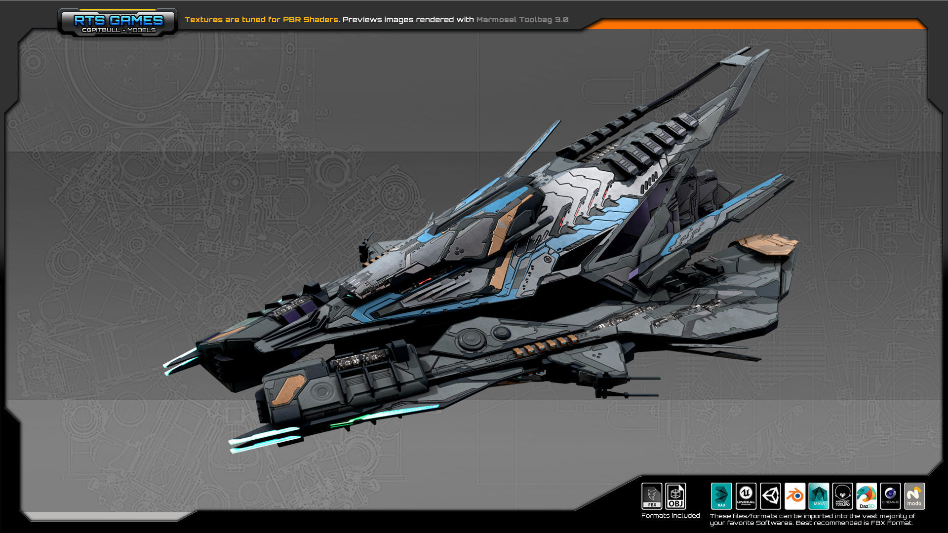 SF Alien ComanderShip A4 Low-poly 3D model_4