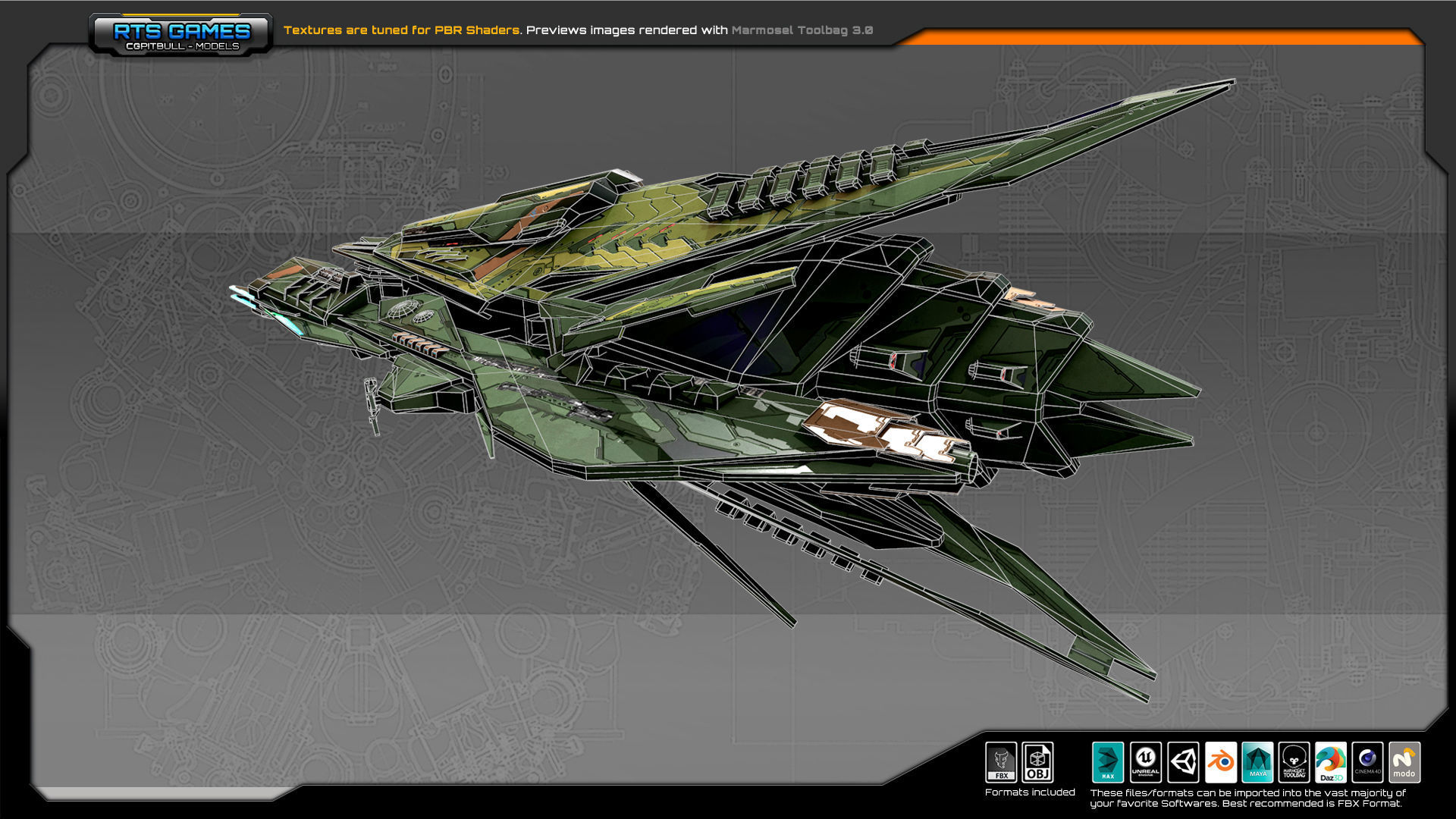 SF Alien ComanderShip A4 Low-poly 3D model_9