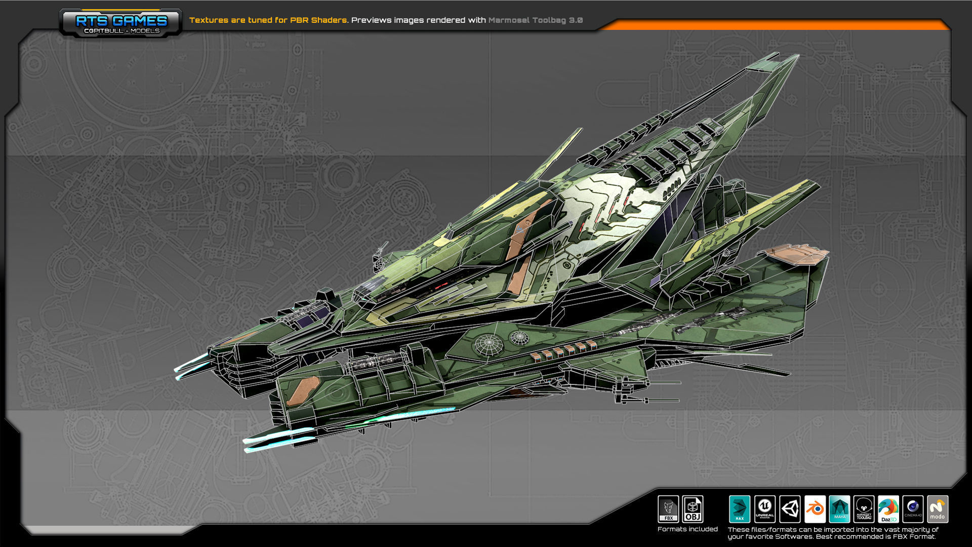 SF Alien ComanderShip A4 Low-poly 3D model_8