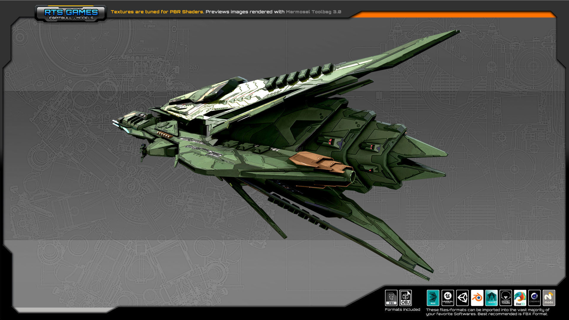 SF Alien ComanderShip A4 Low-poly 3D model_6
