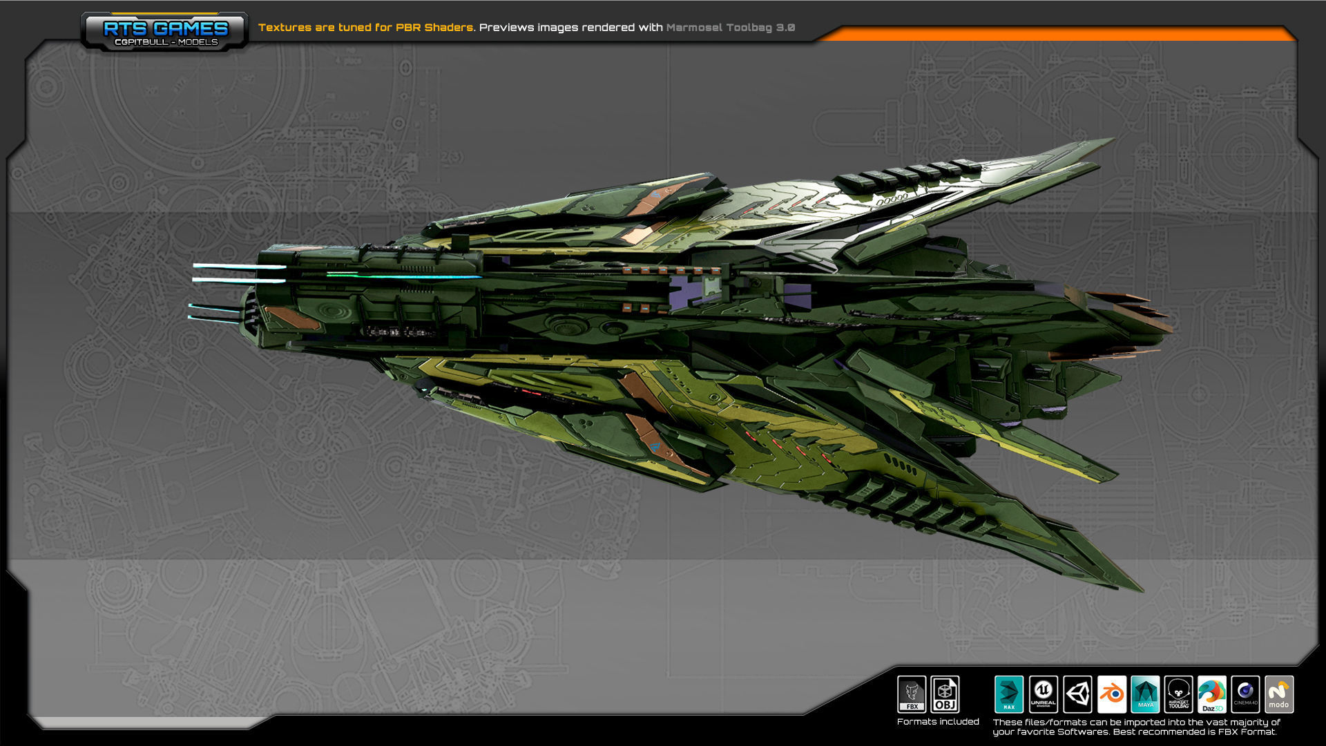 SF Alien ComanderShip A4 Low-poly 3D model_7