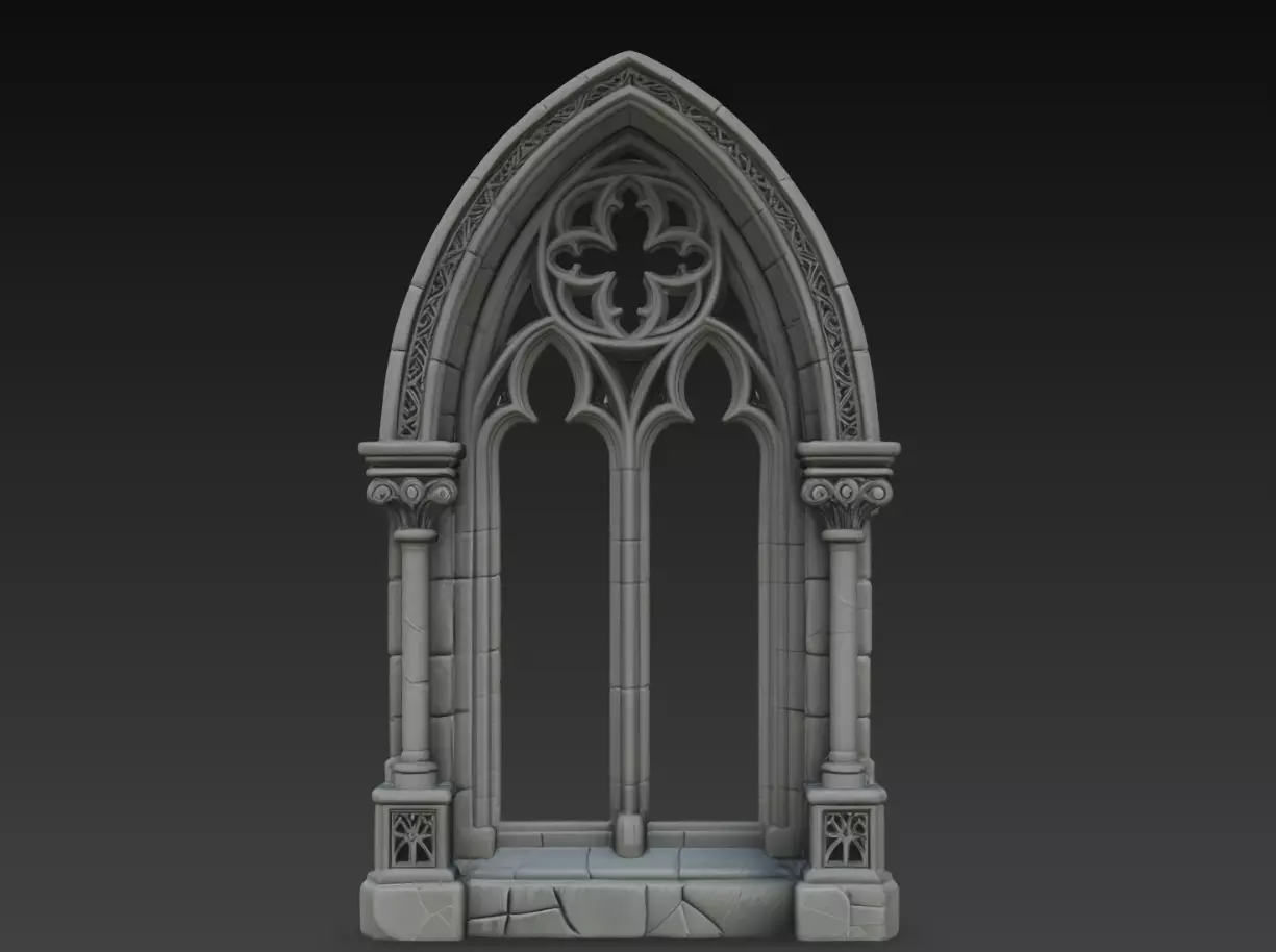 Gothic Tracery Window STL Cathedral Architecture Model 3D print model