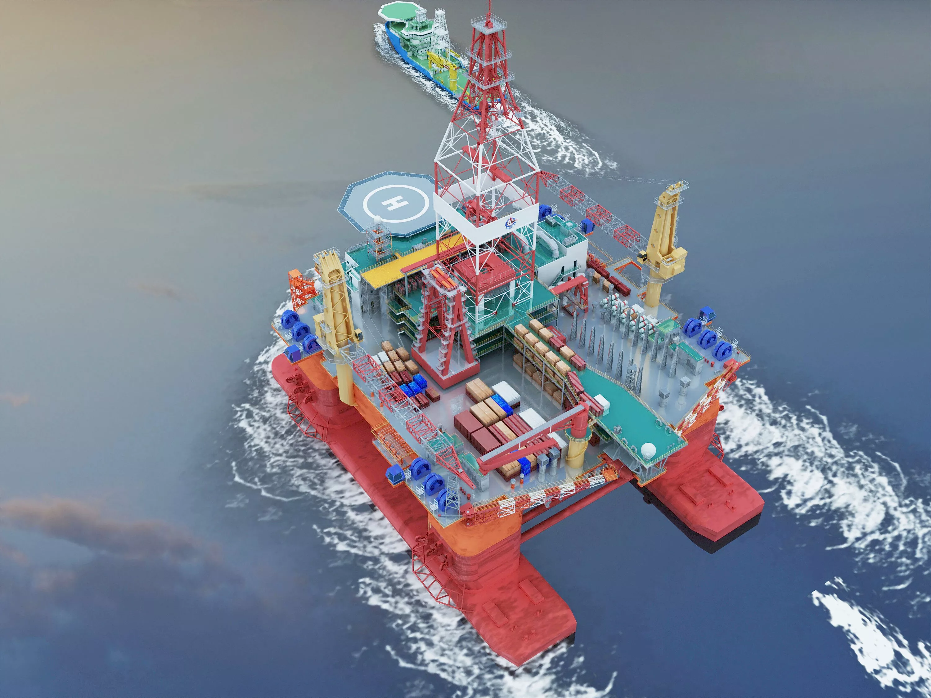 Offshore drilling platform-oil drilling 3D model