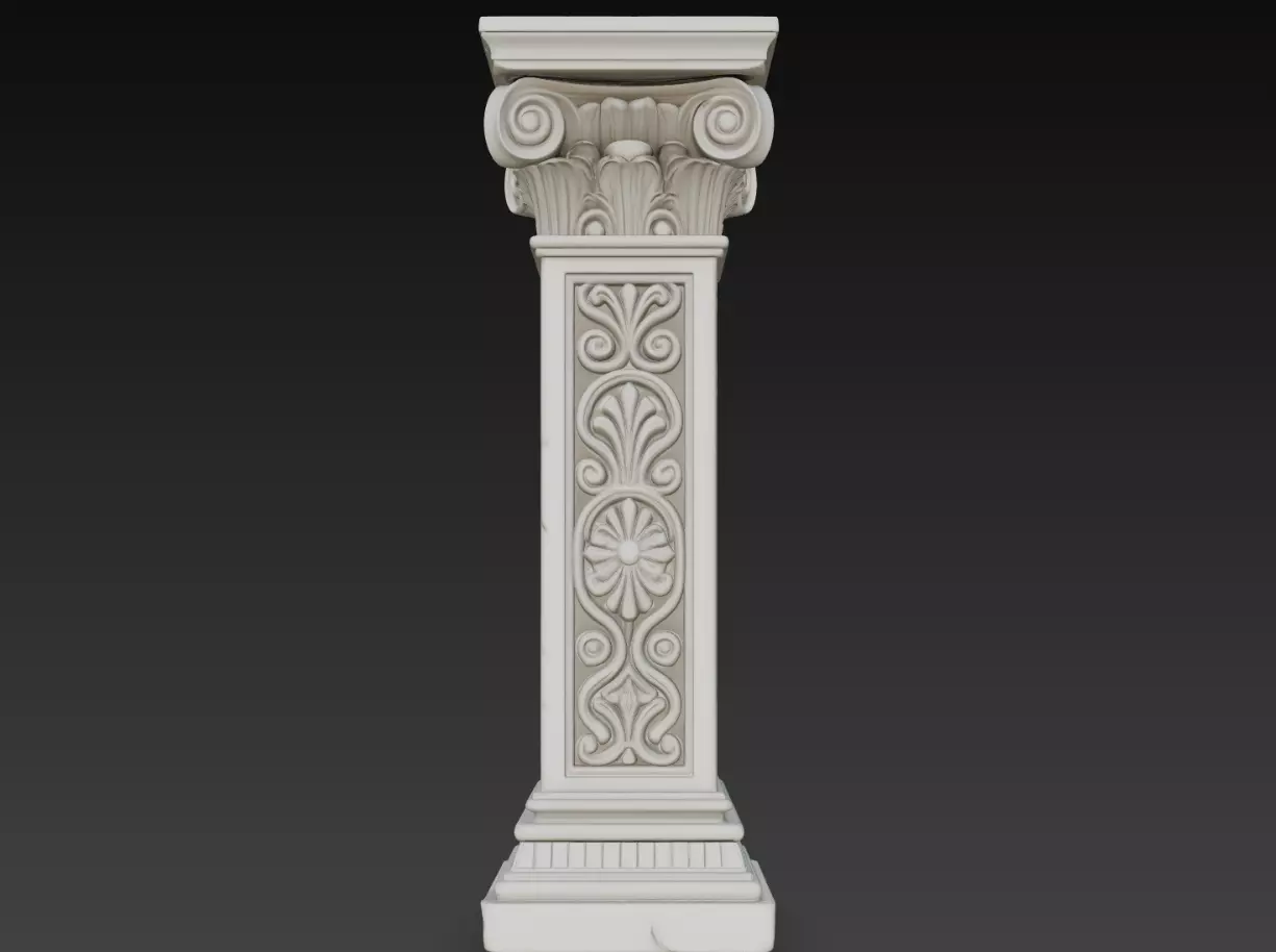 Ornate Ionic Floral Pilaster STL Classical Wall Decor Model 3D print model
