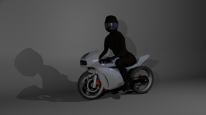Motogerl person riding motorcycle 3D model