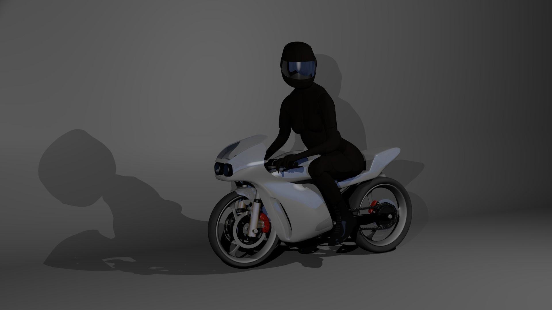 Motogerl person riding motorcycle 3D model