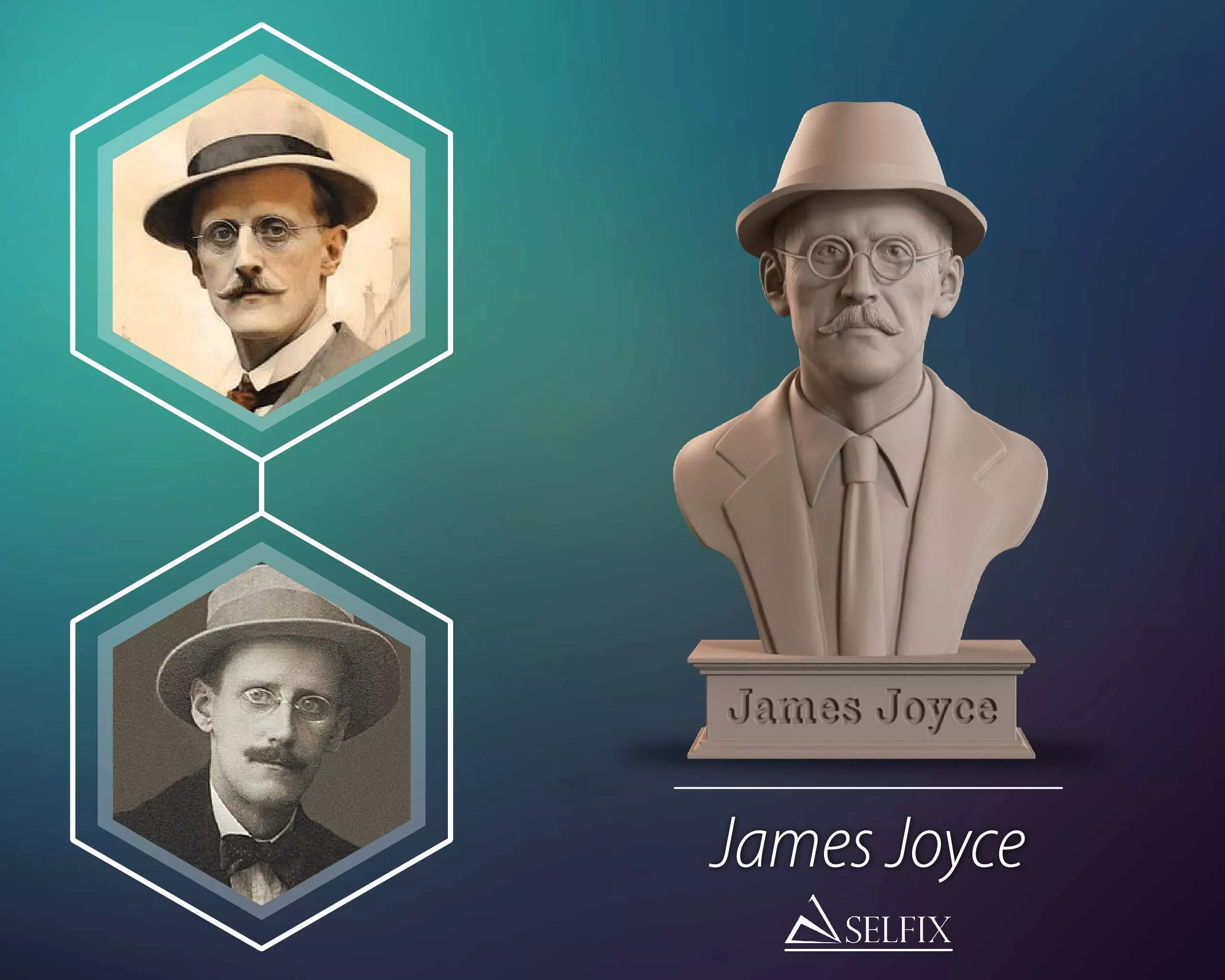 James Joyce Bust Sculpture 3D print model