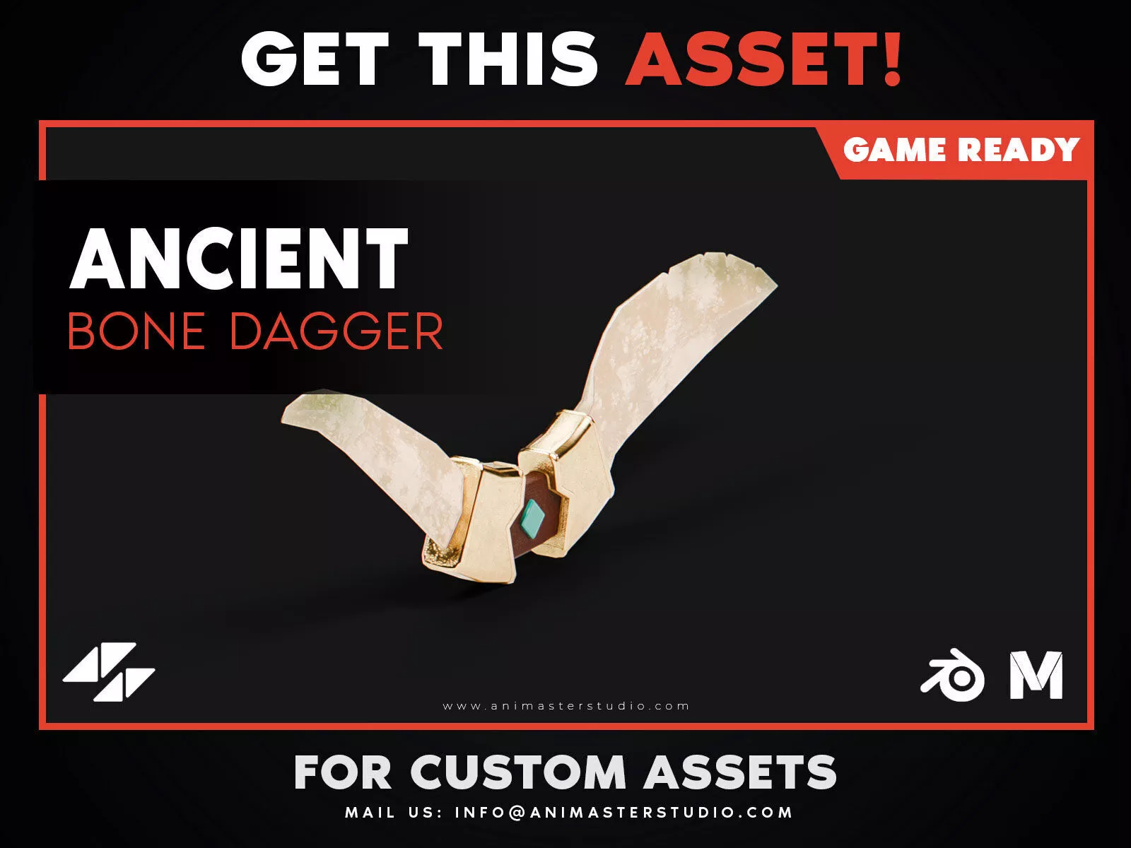 Ancient Double Curved Dagger Low-poly 3D model