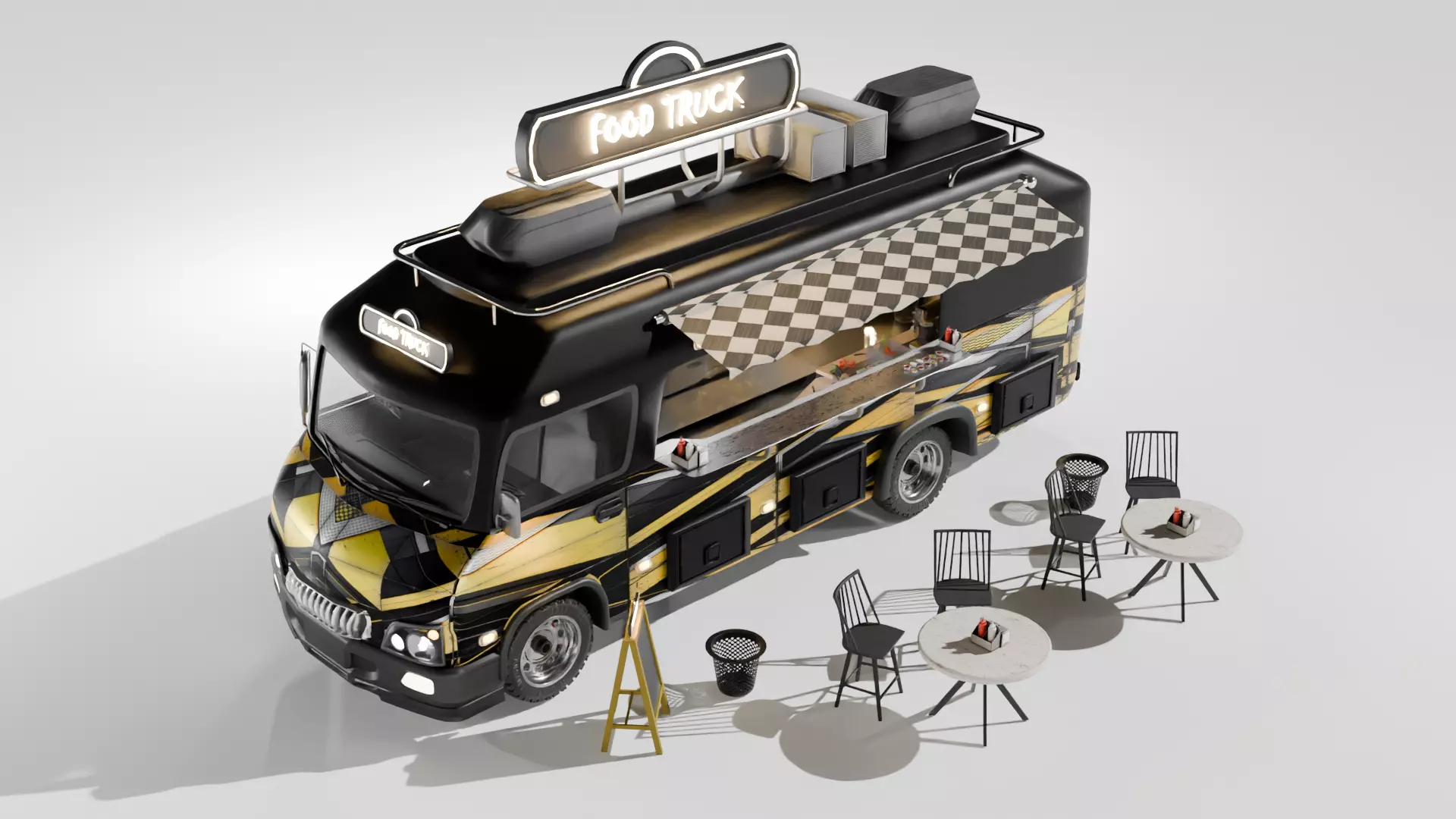 Food Truck Street Food Van Mobile Kitchen 3D model