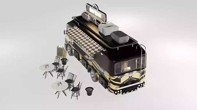 Food Truck Street Food Van Mobile Kitchen  3D model 4