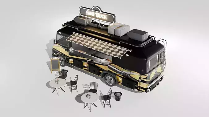 Food Truck Street Food Van Mobile Kitchen  3D model 3