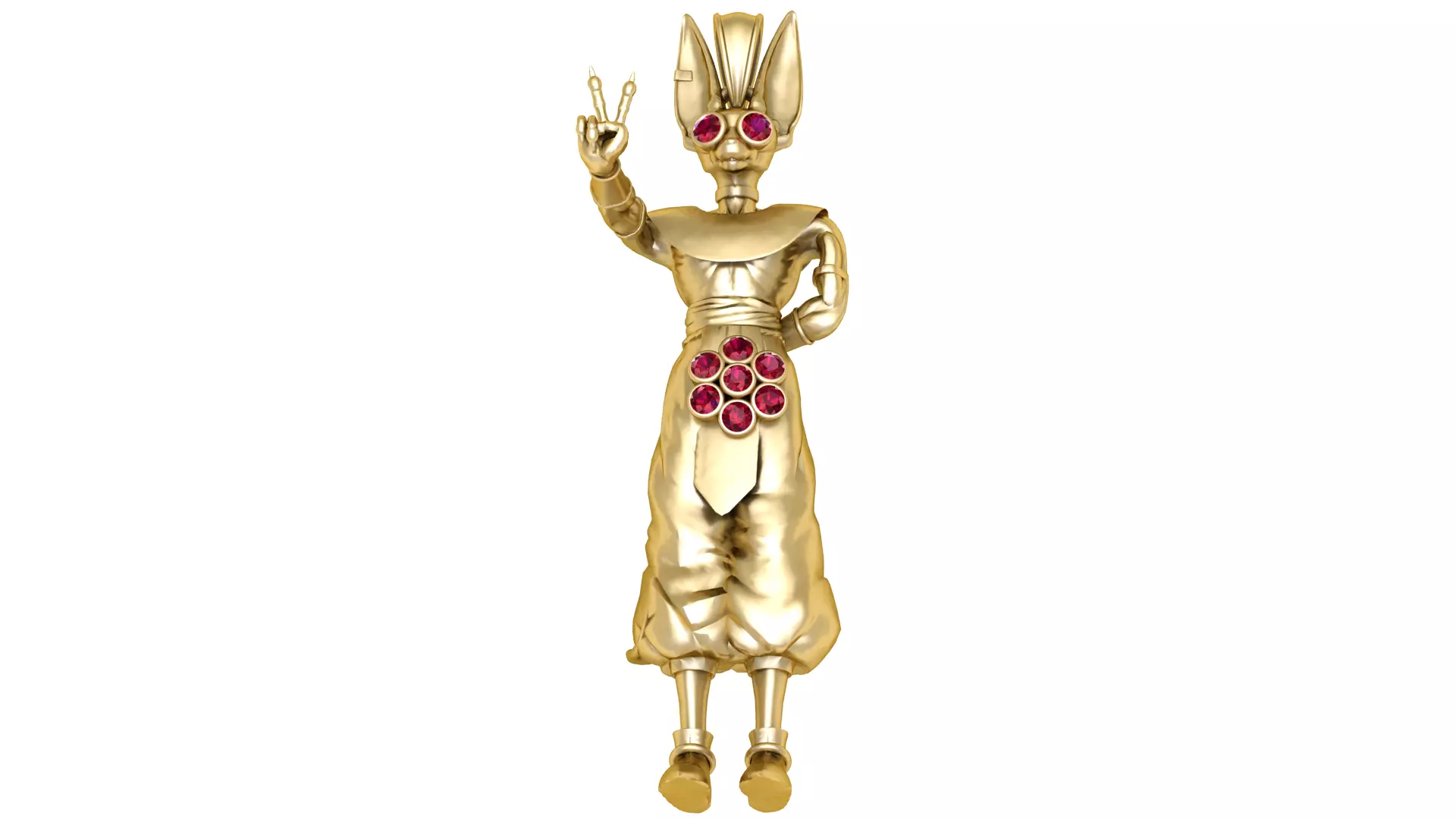 Luxury Egyptian Cat God Pendant 3D Model with Ruby Gemstones 3D print model