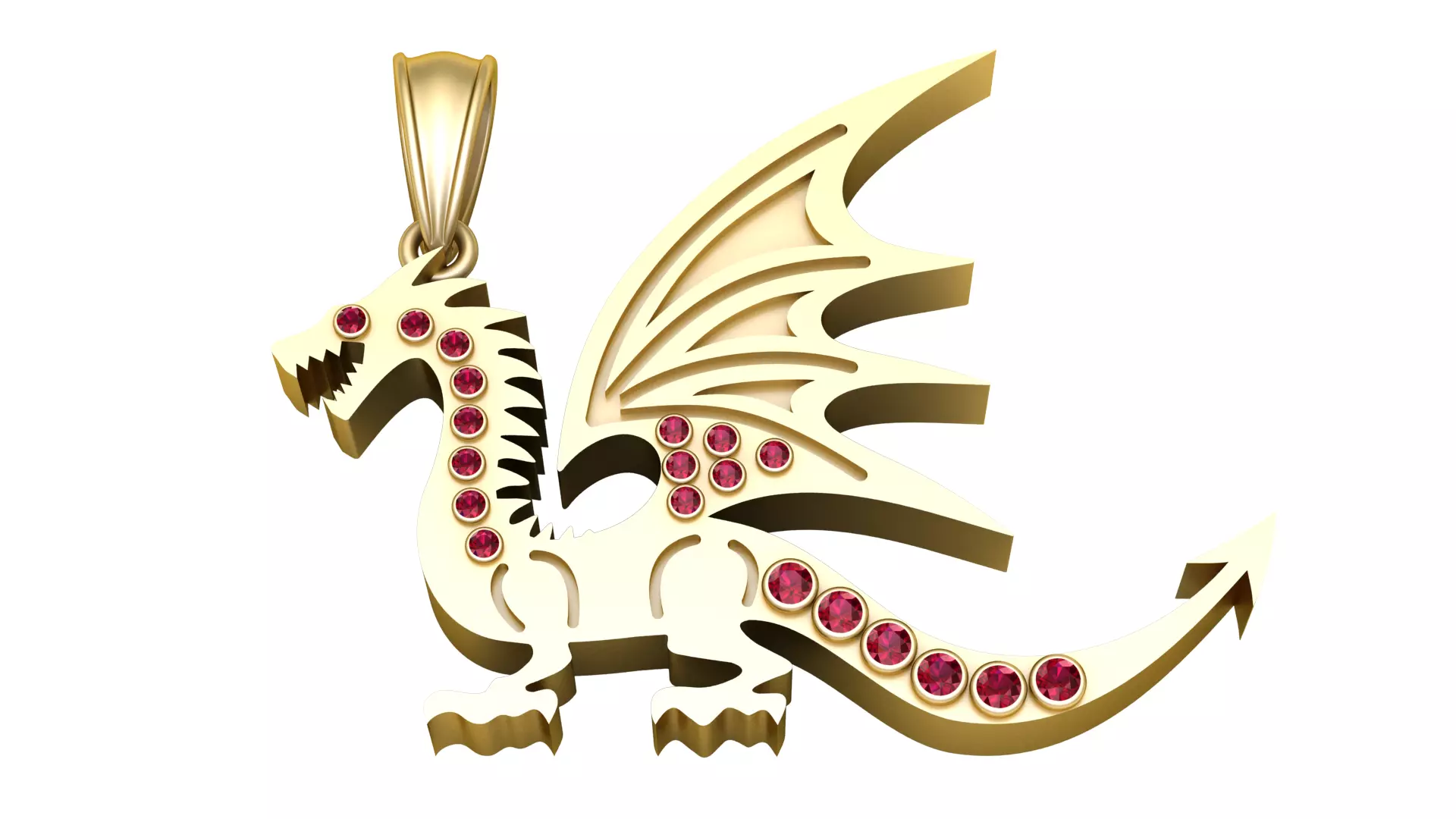 Luxury Gold Dragon Pendant with Ruby Stones 3D print model