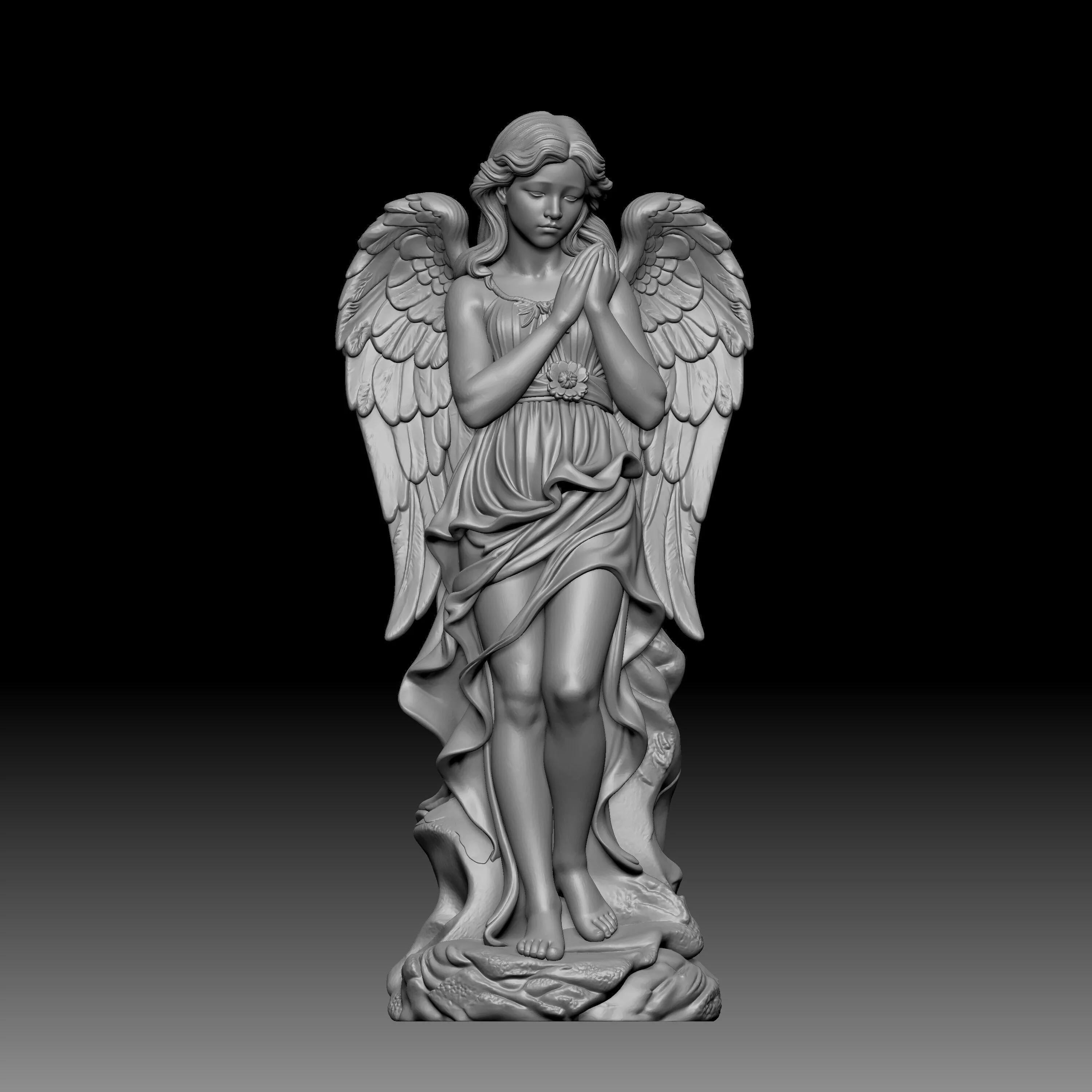 praying angel statue 3D print model