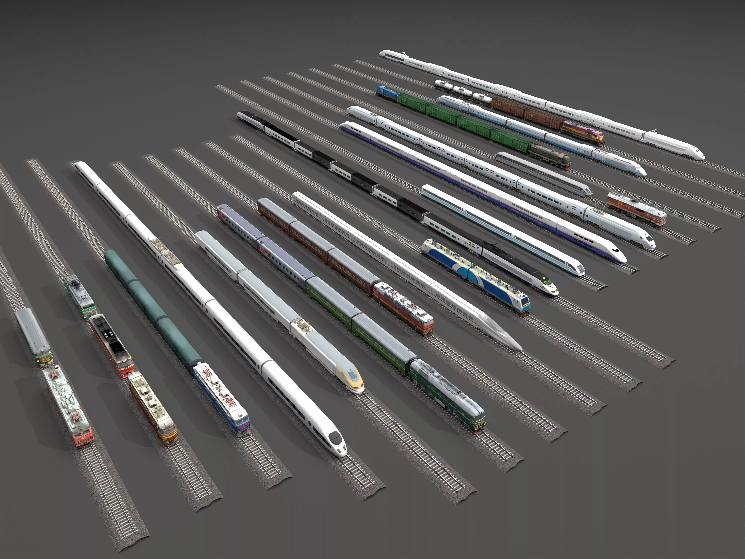 train-bullet train-rail train 3D model
