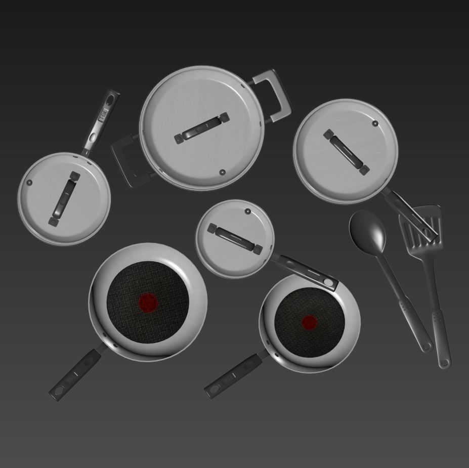 CookWare Collection set of pots and pans 3D model_2