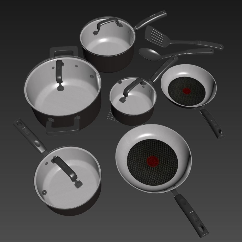 CookWare Collection set of pots and pans 3D model_3