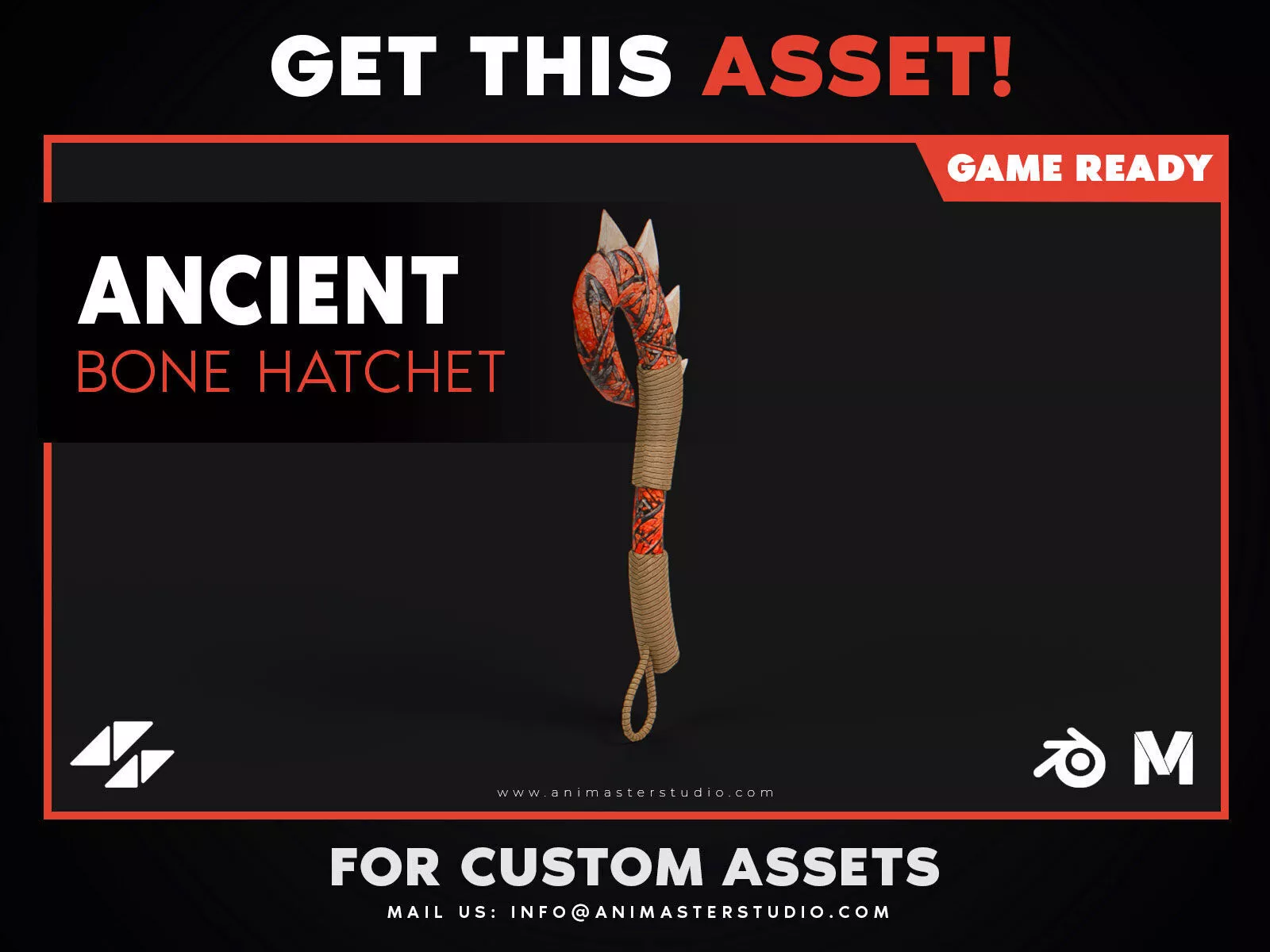 Ancient Fantasy Hatchet Low-poly 3D model