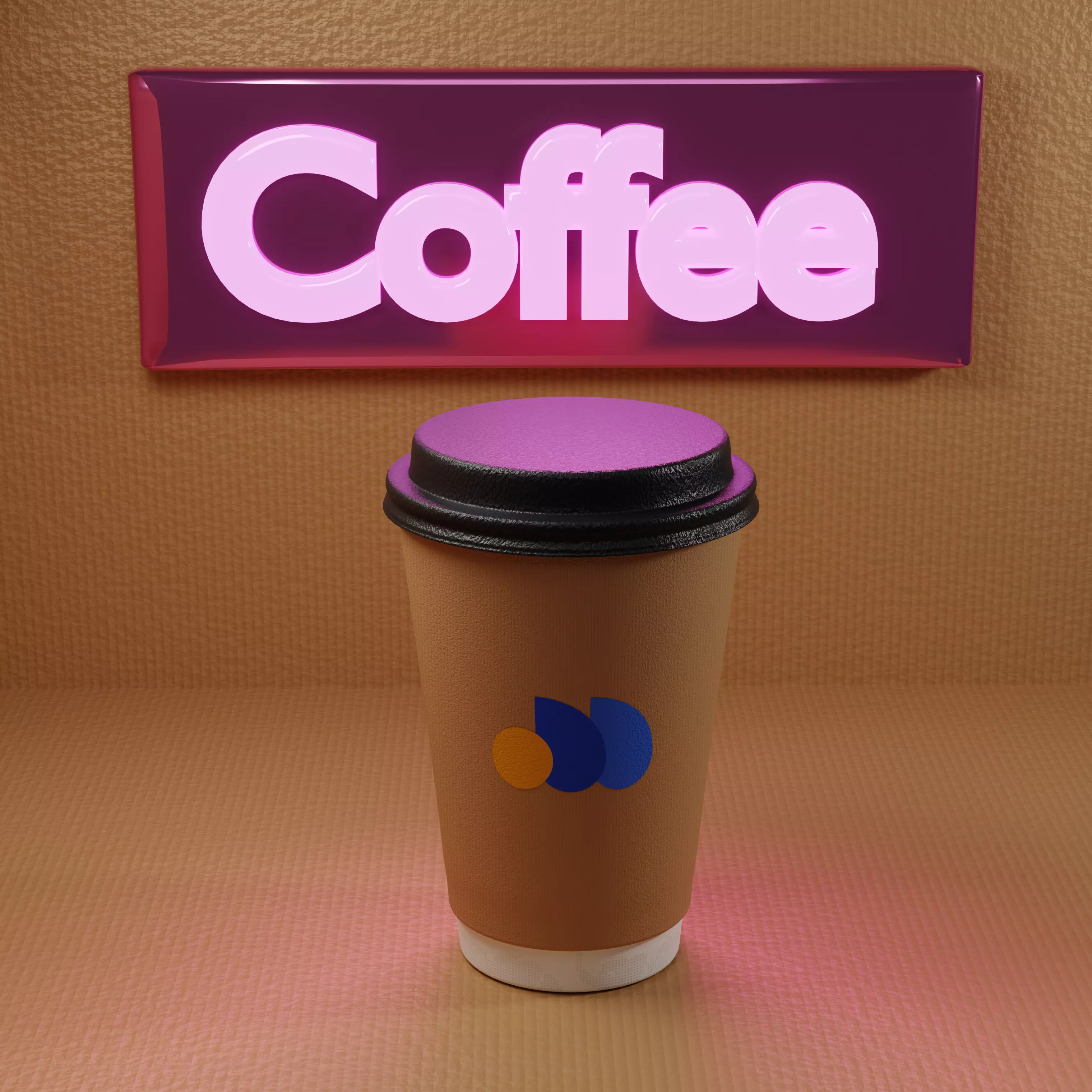 Neon Brew Display Premium Coffee Cup 3D model