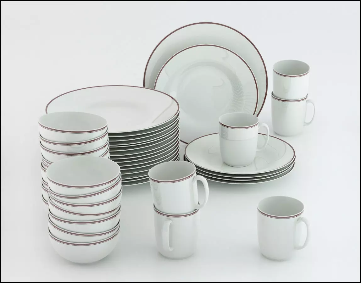 Tableware set of dishes and cups 3D model_0